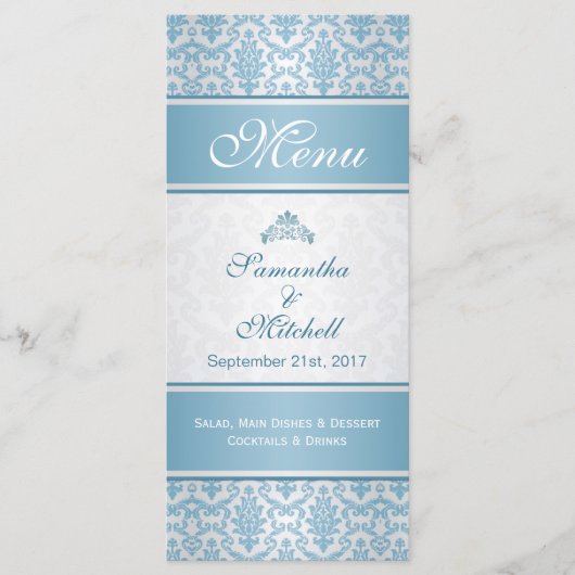 Lichtblauwe demask op Silver Menu (Voorkant)