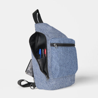 Lichtblauwe denim blauwe jeans look Print Cut Sew Sling Bag