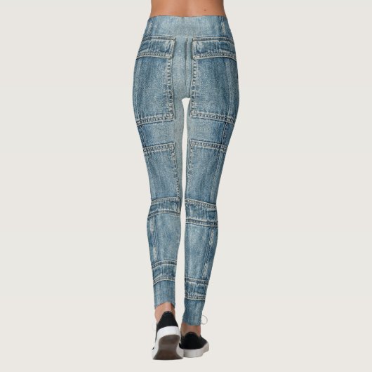 Lichtblauwe, denim Leggings in zakformaat (Achterkant)