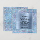 Lichtblauwe diamant bezette folie 21e verjaardag kaart (Voorkant / Achterkant)