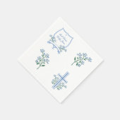 Lichtblauwe doop Eerste Communie Bloemenkuif Servet (Hoek)