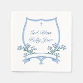 Lichtblauwe doop Voornaam Communie in Crest Servet (Voorkant)