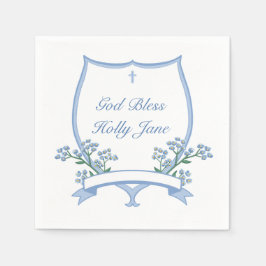 Lichtblauwe doop Voornaam Communie in Crest Servet