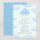 Lichtblauwe Eenvoudige Wolk Baby Shower Uitnodigin Kaart (Voorkant / Achterkant)