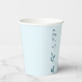 Lichtblauwe elegante bloemen en bladeren cup papieren bekers (Rechts)