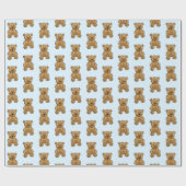 Lichtblauwe en bruine Teddy Bear Boy's Gift Wrap Cadeaupapier (Vlak)