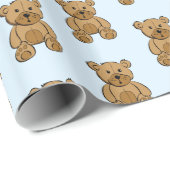 Lichtblauwe en bruine Teddy Bear Boy's Gift Wrap Cadeaupapier (Rol Hoek)