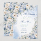 Lichtblauwe en Crème Kleur Rozen. Kaart (Voorkant / Achterkant)