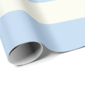 Lichtblauwe en crème luifel strepen cadeaupapier (Rol Hoek)