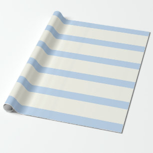Lichtblauwe en crème potlood strepen cadeaupapier