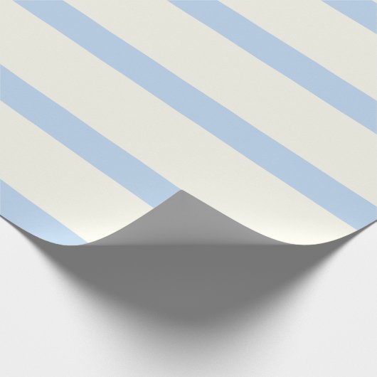 Lichtblauwe en crème potlood strepen cadeaupapier (Hoek)