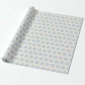 Lichtblauwe en Crème Retro Bloem Cadeaupapier (Uitgerold)