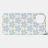 Lichtblauwe en Crème Retro Bloem Case-Mate iPhone Case (Achterkant (horizontaal))