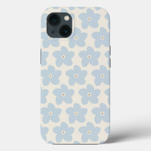 Lichtblauwe en Crème Retro Bloem Case-Mate iPhone Case
