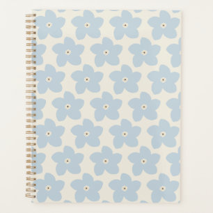 Lichtblauwe en Crème Retro Bloem Planner