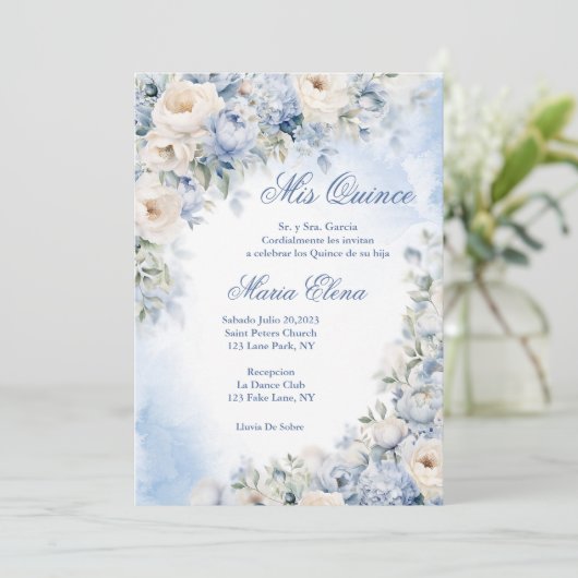 Lichtblauwe en crèmekleurige rozen. kaart (Staand voorkant)