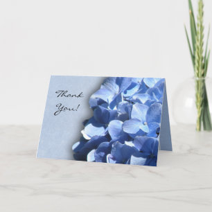Lichtblauwe en donkerblauwe hortensia's bedankkaart