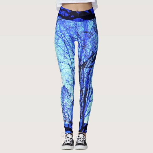 Lichtblauwe en donkerblauwe kwaliteit workout leggings (Voorkant)