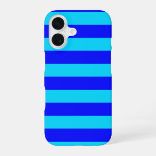 Lichtblauwe en donkerblauwe strepen ontwerp iPhone 16 hoesje