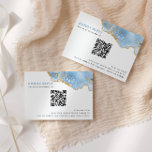Lichtblauwe en gouden Agaat Bat Mitswa QR-code RSVP Kaartje<br><div class="desc">Dit chique ontwerp toont een palet van tinten lichtblauw in combinatie met glitterachtige details die een vleugje luxe aan uw evenement geven. Gebruik de QR code generator om uw website eenvoudig aan dit item toe te voegen.</div>