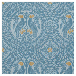 Lichtblauwe en gouden Byzantijnse vogels Stof