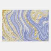 Lichtblauwe en gouden marmerlook inpakpapier vel (Voorkant 3)