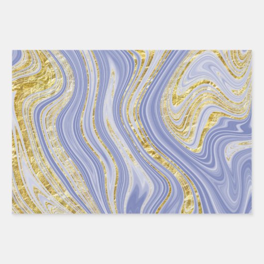 Lichtblauwe en gouden marmerlook inpakpapier vel (Voorkant 2)