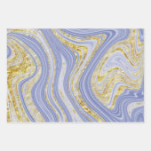 Lichtblauwe en gouden marmerlook inpakpapier vel (Voorkant)