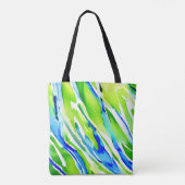Lichtblauwe en groene Waterverf Stripes Tote Bag (Achterkant)