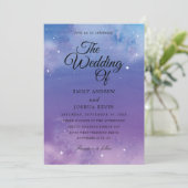 lichtblauwe en paarse trouwuitnodigingen kaart (Staand voorkant)