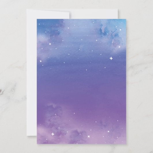 lichtblauwe en paarse trouwuitnodigingen kaart (Achterkant)