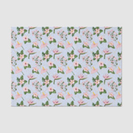 Lichtblauwe en roze bloemen tissuepapier