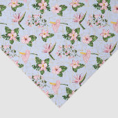 Lichtblauwe en roze bloemen tissuepapier (Detail)