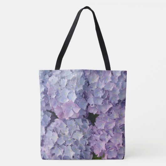 Lichtblauwe en roze Hydrangea Canvas tas (Voorkant)