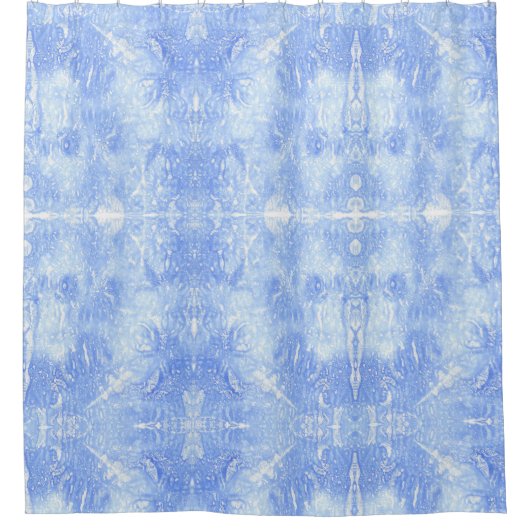 Lichtblauwe en witte Abstracte douchegordijnen (Voorkant)