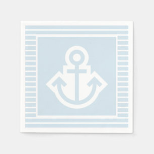 Lichtblauwe en Witte Anker Servetten