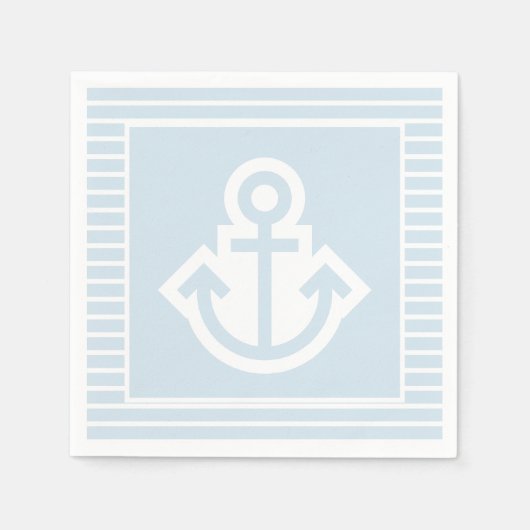 Lichtblauwe en Witte Anker Servetten (Voorkant)