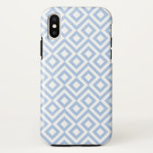 Lichtblauwe en witte geometrische meander Case-Mate iPhone case (Achterkant)