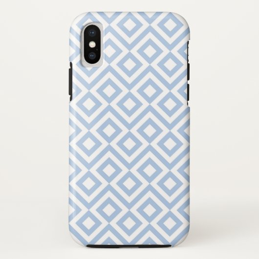 Lichtblauwe en witte geometrische meander Case-Mate iPhone case (Achterkant)