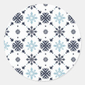 Lichtblauwe en witte sneeuwvlok ronde sticker (Voorkant)