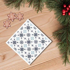 Lichtblauwe en witte sneeuwvlok servet