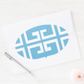 Lichtblauwe en witte Tegel Ovale Sticker (Envelop)
