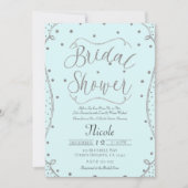 Lichtblauwe en zilveren bruidsdouche kaart (Voorkant)