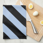Lichtblauwe en zwarte chevrons theedoek (Quarter Fold)