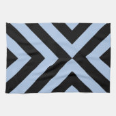 Lichtblauwe en zwarte chevrons theedoek (Horizontaal)