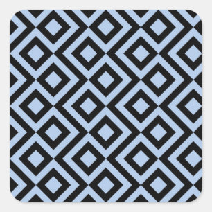 Lichtblauwe en Zwarte Meander Vierkante Sticker