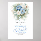 Lichtblauwe Eucalyptus Gouden Bruidsaangebode Welk Poster (Voorkant)