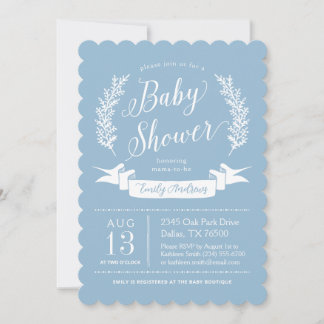 Lichtblauwe Fantasievolle Cottage Tuin Baby Shower Kaart