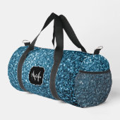 Lichtblauwe faux glitter fonkelt Monogram Plunjezak (Rechterhoek)