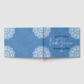 Lichtblauwe faux lijn met witte mandala gastenboek (Volledig)